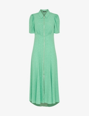 Whistles Womens Multicoloured Scattered Bloom Floralprint Woven Midi