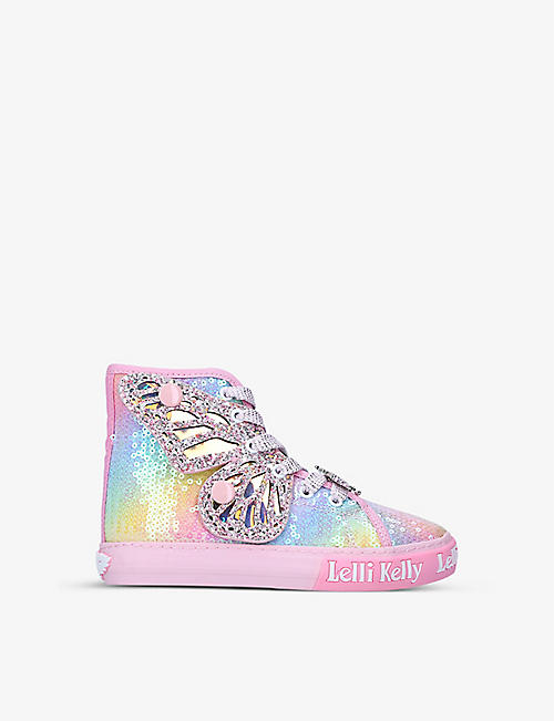 LELLI KELLY: Unicorn Wings sequin-embellished canvas ankle boots 4-9 years