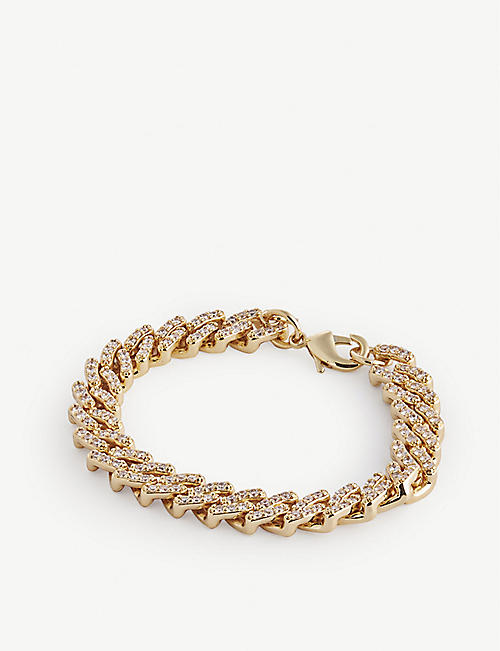 CRYSTAL HAZE: Mexican Chain 18ct yellow gold-plated brass and cubic zirconia bracelet