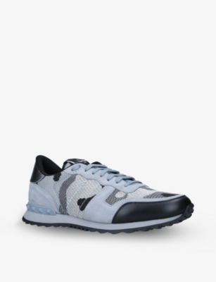 VALENTINO GARAVANI Rockrunner camouflage-pattern mesh and leather low-top trainers