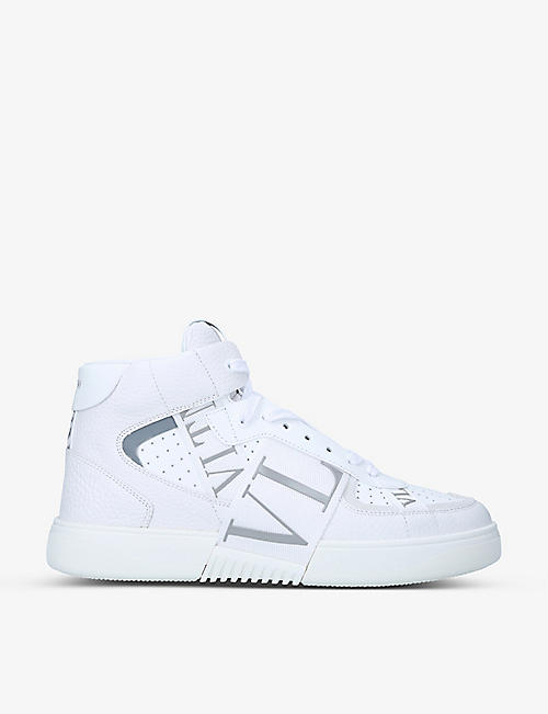 VALENTINO GARAVANI: VL7N logo-embellished grained-leather and mesh high-top trainers