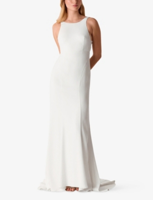 Lina scooped-neck woven maxi gown