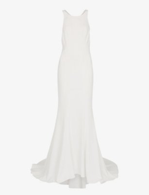 Whistles Lina Scooped-neck Woven Maxi Gown In Cream