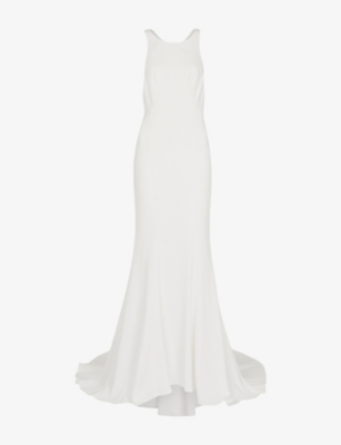 Whistles Lina Scooped-neck Woven Maxi Gown In Cream