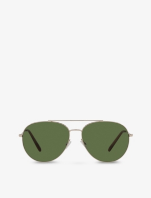 Shop Oliver Peoples Womens Gold Ov1286s Airdale Aviator-frame Metal Sunglasses