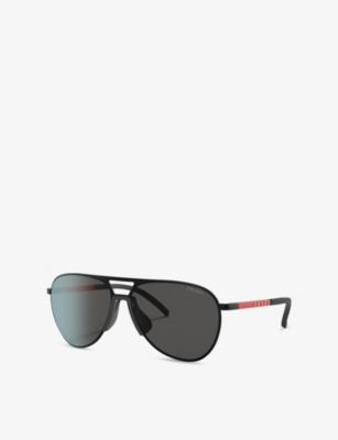 PRADA LINEA ROSSA: PS 51XS Linea Rossa Pilot-Frame Metal Sunglasses