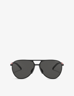 PRADA LINEA ROSSA: PS 51XS Linea Rossa Pilot-Frame Metal Sunglasses