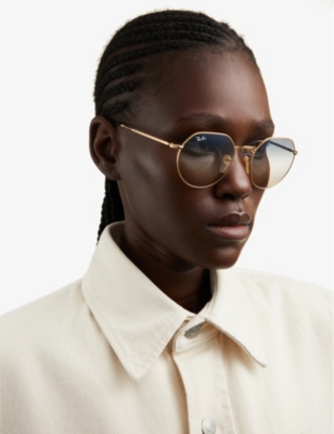 RAY-BAN: RB3565 Jack hexagonal-frame metal and acetate sunglasses