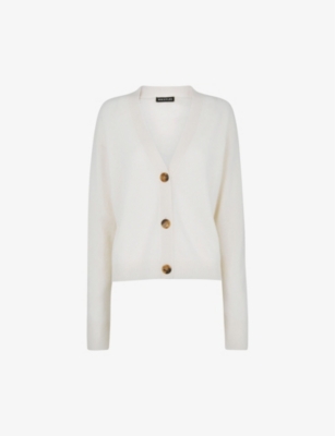 Shop Whistles Long-sleeved Cashmere Cardigan In Ivory