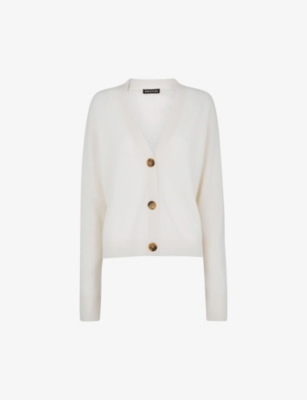 Whistles Womens Ivory Long-sleeved Cashmere Cardigan S In Ivory