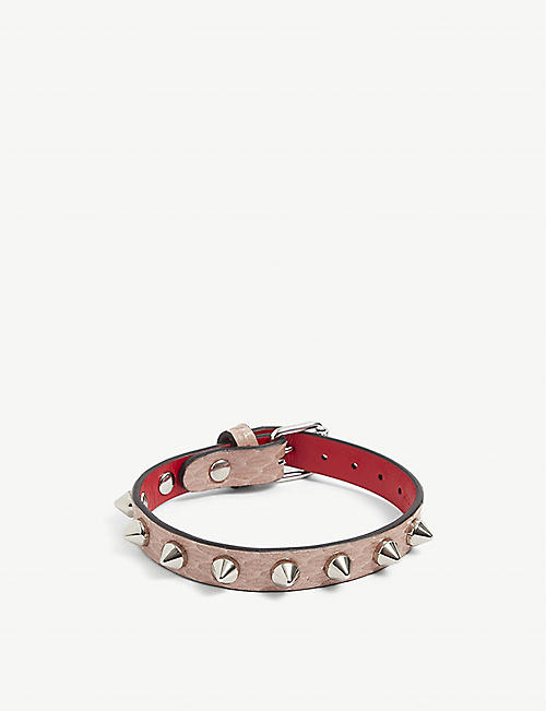 CHRISTIAN LOUBOUTIN: Loubilink spike-embellished crocodile-effect leather bracelet