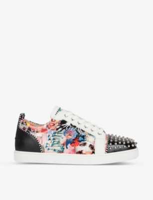 CHRISTIAN LOUBOUTIN LOUIS JUNIOR SPIKES ORLATO FLAT MULTI/SILVER