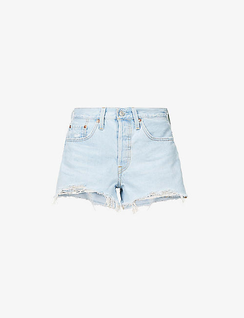 LEVIS: 501 faded high-rise denim shorts