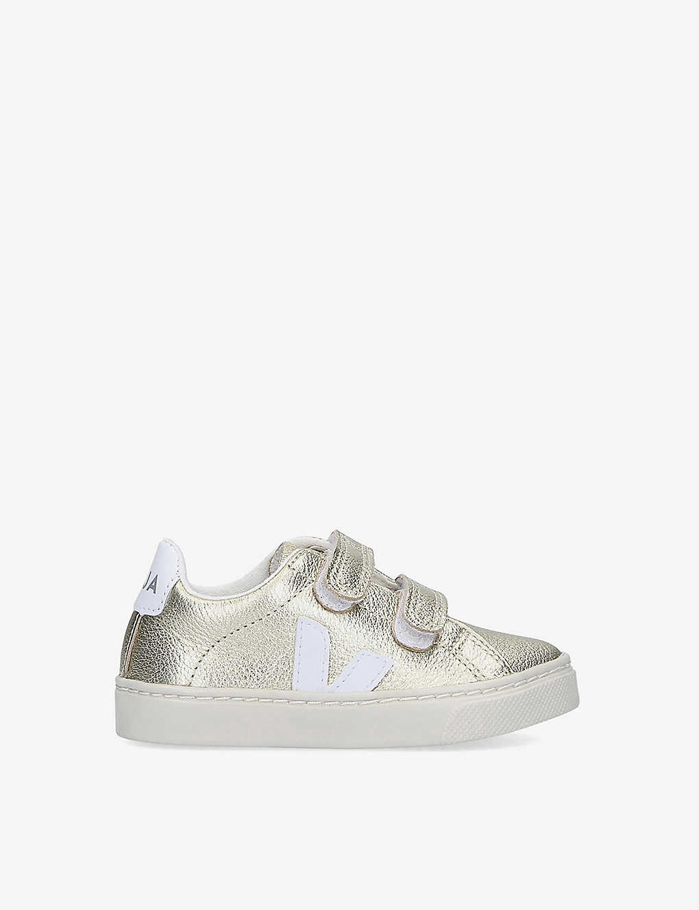 Veja Kids' Esplar Logo-embroidered Leather Trainers 3-5-years In Gold