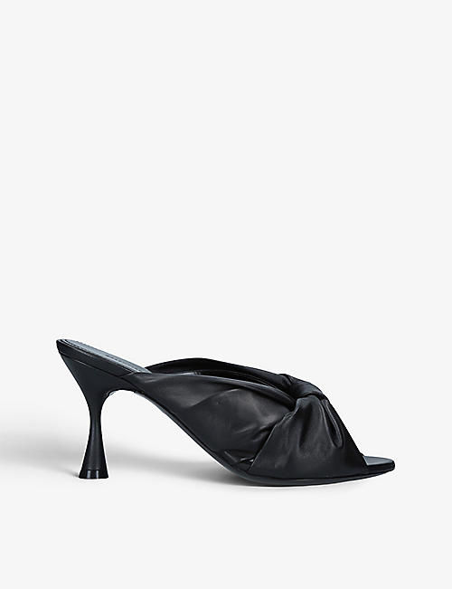 BALENCIAGA: Drapy twisted leather heeled mules