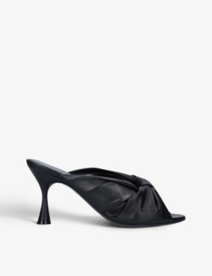 Balenciaga Drapy Knot-front Leather Mules In Black