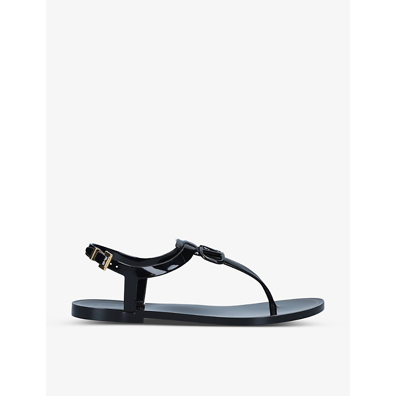 Shop Valentino Logo-patch Rubber Sandals In Black