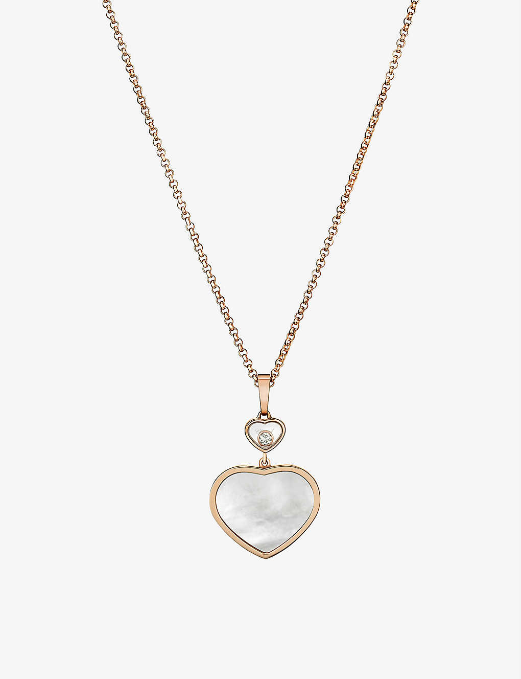 Shop Chopard Women's 18-carat Rose Gold Happy Hearts 18ct Rose-gold, 0.05ct Diamond And Mother-of-pearl P