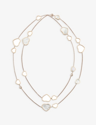CHOPARD: Happy Hearts 18ct Rose-Gold, 0.15ct Brilliant-Cut Diamond and Mother-of-Pearl Sautoir Necklace