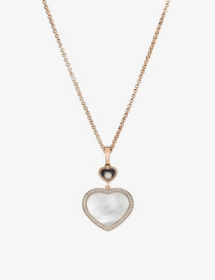 Chopard Happy Hearts 18ct Rose-gold, 0.24ct Diamond And Mother-of-pearl Necklace 18-carat Rose Gold