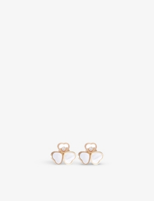 Chopard Happy Hearts Wings 18ct Rose-gold, 0.1ct Brilliant-cut Diamond And Mother-of-pearl Earrings In 18-carat Rose Gold