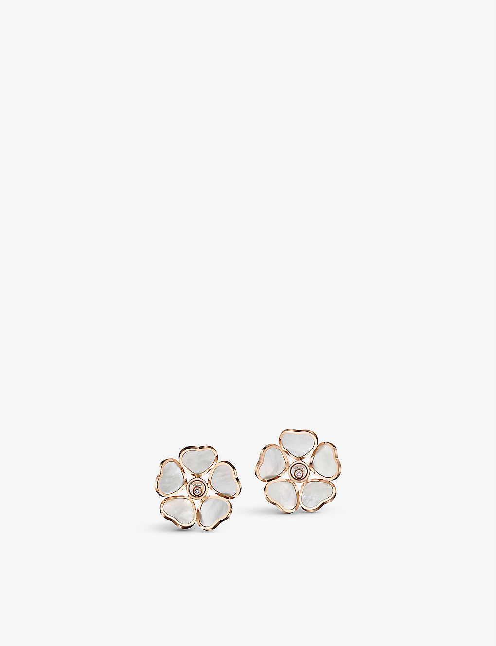 Chopard Womens 18-carat Rose Gold Happy Hearts Flower 18ct Rose-gold, Mother Of Pearl And Diamond Ea