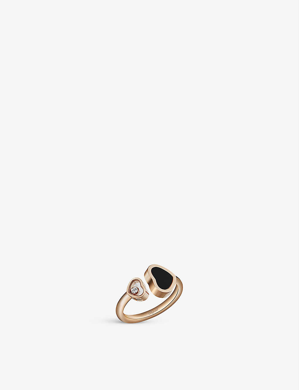 Shop Chopard Womens 18-carat Rose Gold Happy Hearts 18ct Rose-gold And 0.05ct Round-cut Diamond Ring