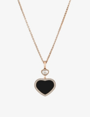 CHOPARD Happy Hearts 18ct rose-gold and 0.24ct diamond pendant necklace