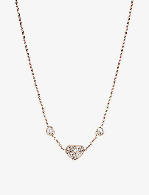 CHOPARD: Happy Hearts 18ct rose-gold and 0.51ct diamond necklace