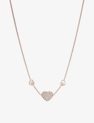 CHOPARD: Happy Hearts 18ct rose-gold and 0.51ct diamond necklace