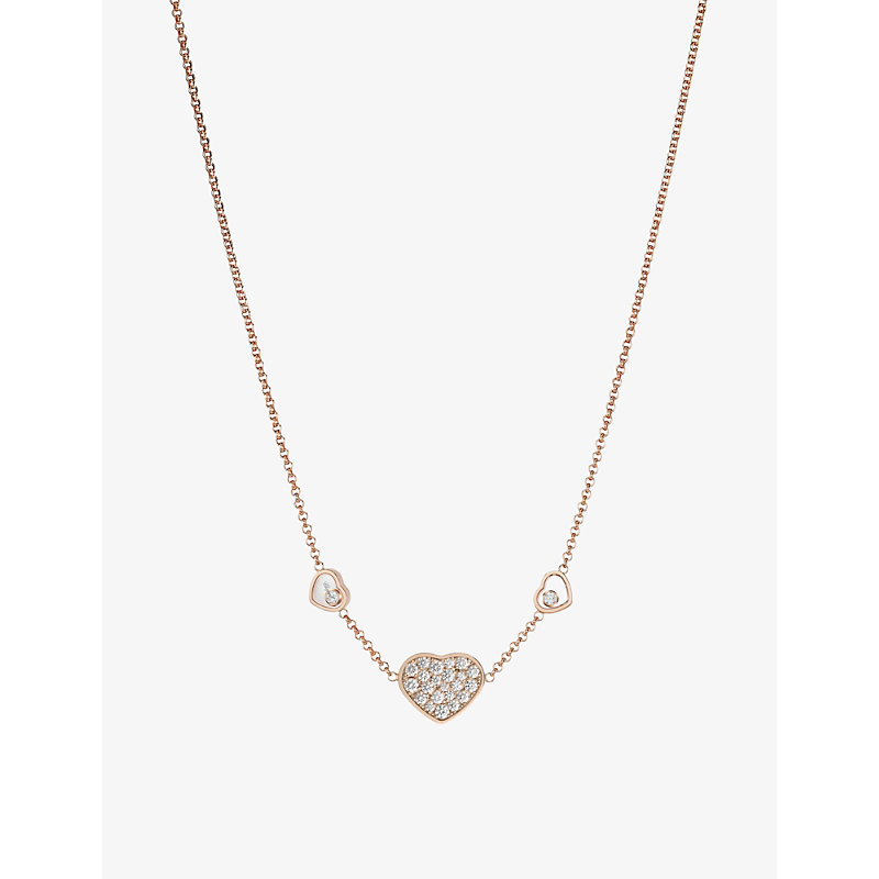 Chopard Happy Hearts 18ct Rose-gold And 0.51ct Diamond Necklace In 18-carat Rose Gold