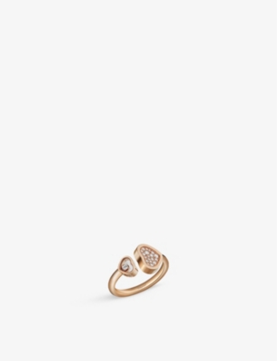 Shop Chopard Womens 18-carat Rose Gold Happy Hearts 18ct Rose-gold And 0.22ct Round-cut Diamond Ring