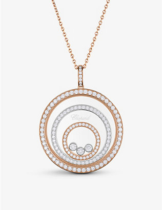 CHOPARD: Happy Spirit 18ct white-gold, 18ct rose-gold and 2.06ct brilliant-cut diamond pendant necklace