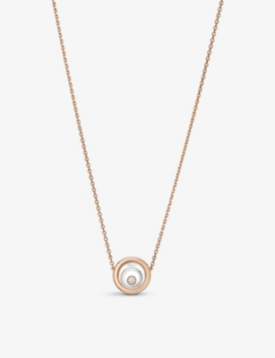CHOPARD: Happy Spirit 18ct white-gold, 18ct rose-gold and 0.09ct brilliant-cut diamond pendant necklace
