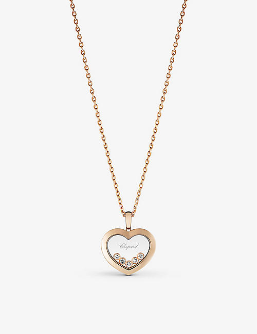 CHOPARD: Happy Diamonds 18ct rose-gold and 0.25ct diamond necklace
