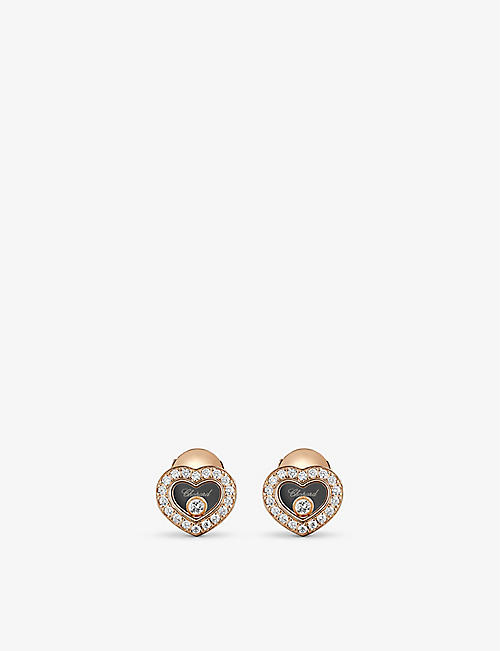 CHOPARD: Happy Diamonds 18ct rose gold and 0.38ct diamond earrings