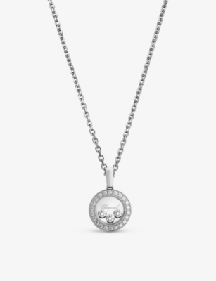 Shop Chopard Womens 18-carat White Gold Happy Diamonds Icons 18ct White-gold And 0.35ct Diamond Necklace