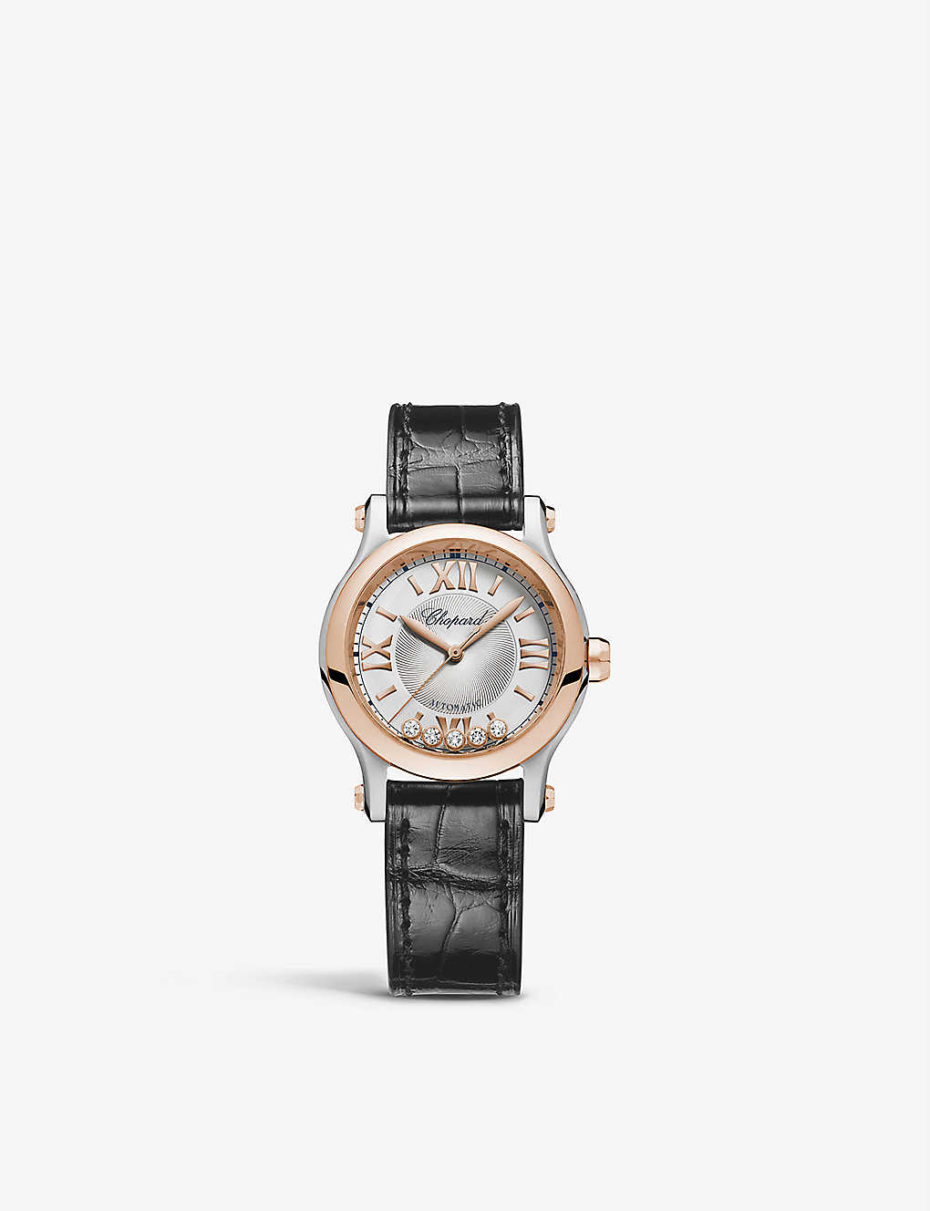 Chopard Womens 18-carat Rg &ss Happy Sport 18ct Rose Gold, Stainless-steel, Alligator-embossed Leath