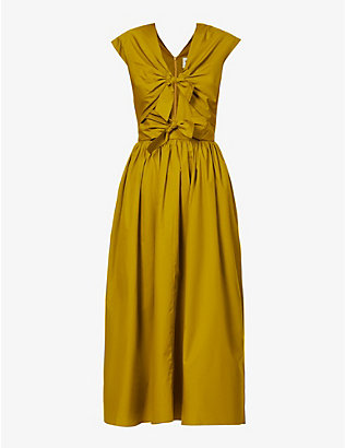 TOVE: Sirena bow-detail organic-cotton midi dress