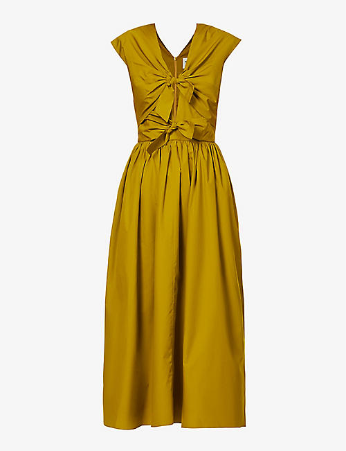 TOVE: Sirena bow-detail organic-cotton midi dress