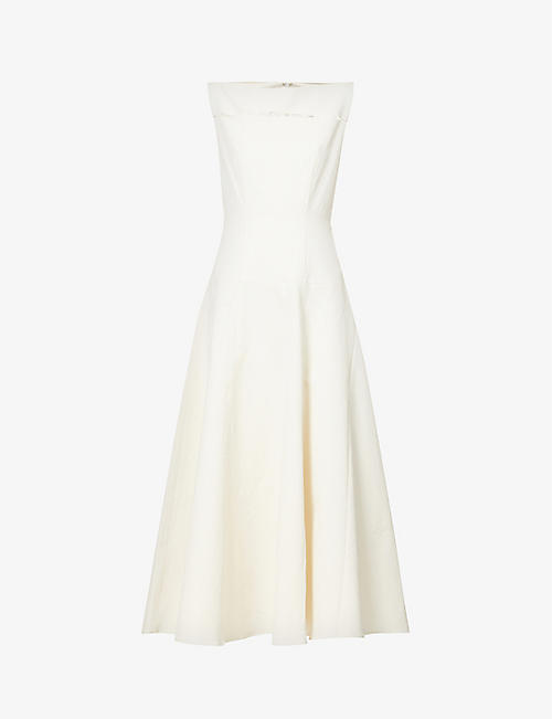 TOVE: Rika A-line cotton-blend midi dress