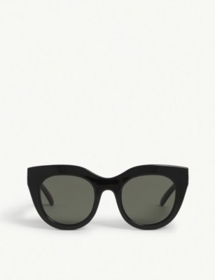 Shop Le Specs Air Heart Cat-eye Acetate Sunglasses In Black Gold