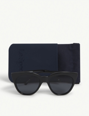 Shop Le Specs Lsp1202094 Halfmoon Magic Cat Eye-frame Acetate Sunglasses In Black