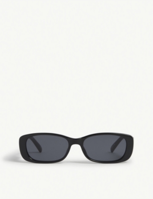 Le Specs Unreal! Rectangular-frame Acetate Sunglasses In Mat Blk Coal Smoke Mono