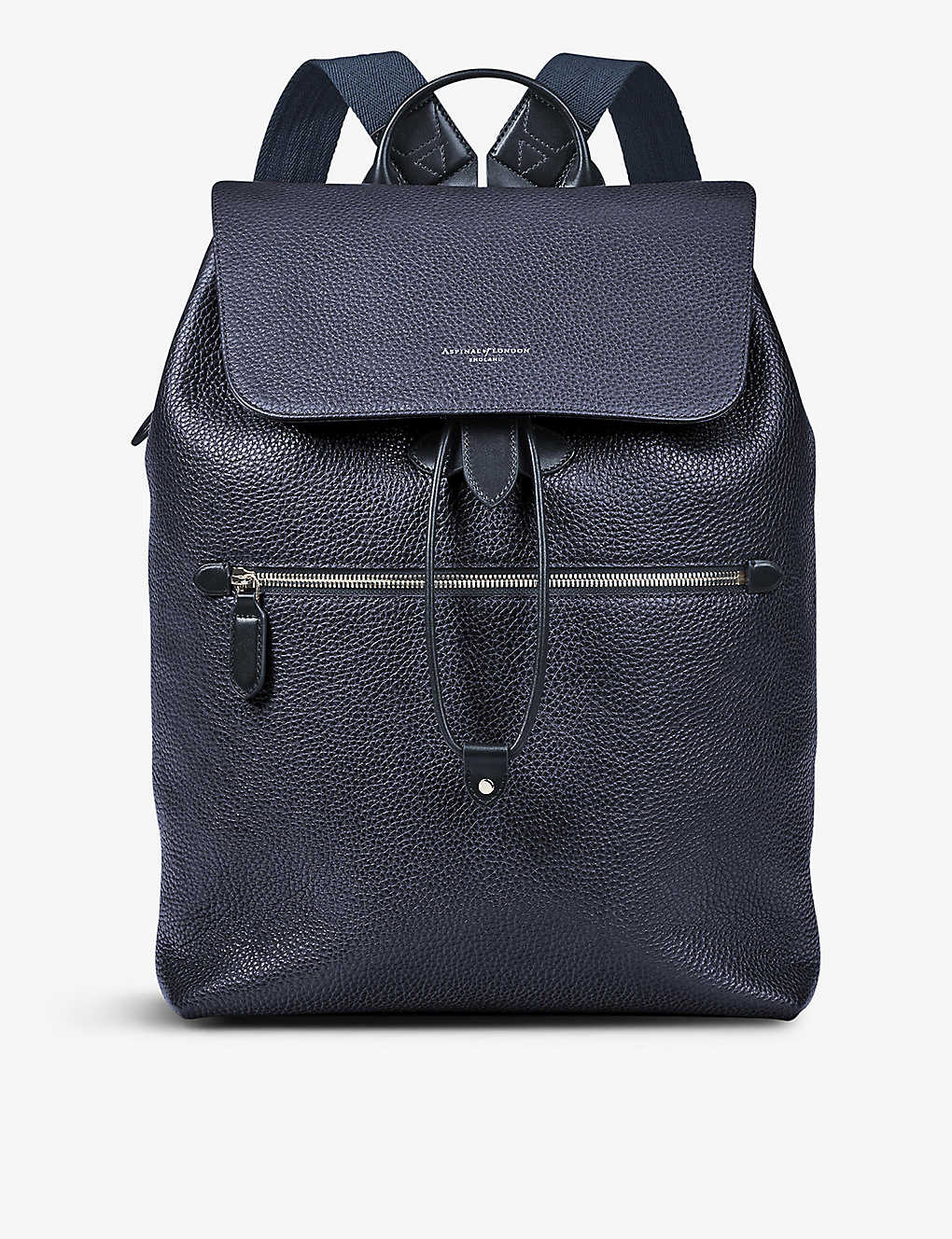 Aspinal Of London Womens Navy Reporter Grained Leather Backpack