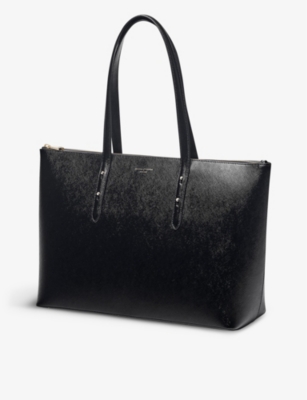 Aspinal Of London Womens Black Regent Logo-embossed Leather Tote Bag In Black