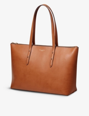 Aspinal Of London Womens Tan Regent Zipped Leather Tote Bag In Tan