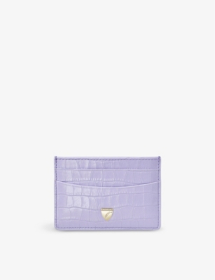 Aspinal Of London Womens Lavender Slim Grained-leather Credit Card
