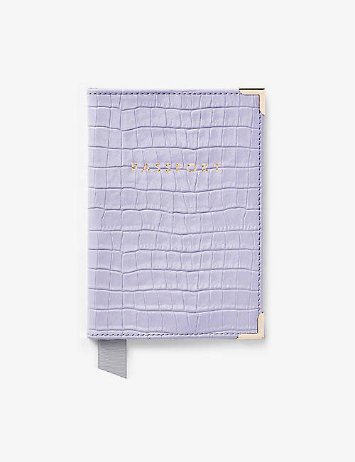 ASPINAL OF LONDON: Croc-embossed leather passport cover