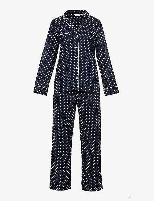 DEREK ROSE: Plaza spotted cotton-poplin pyjama set